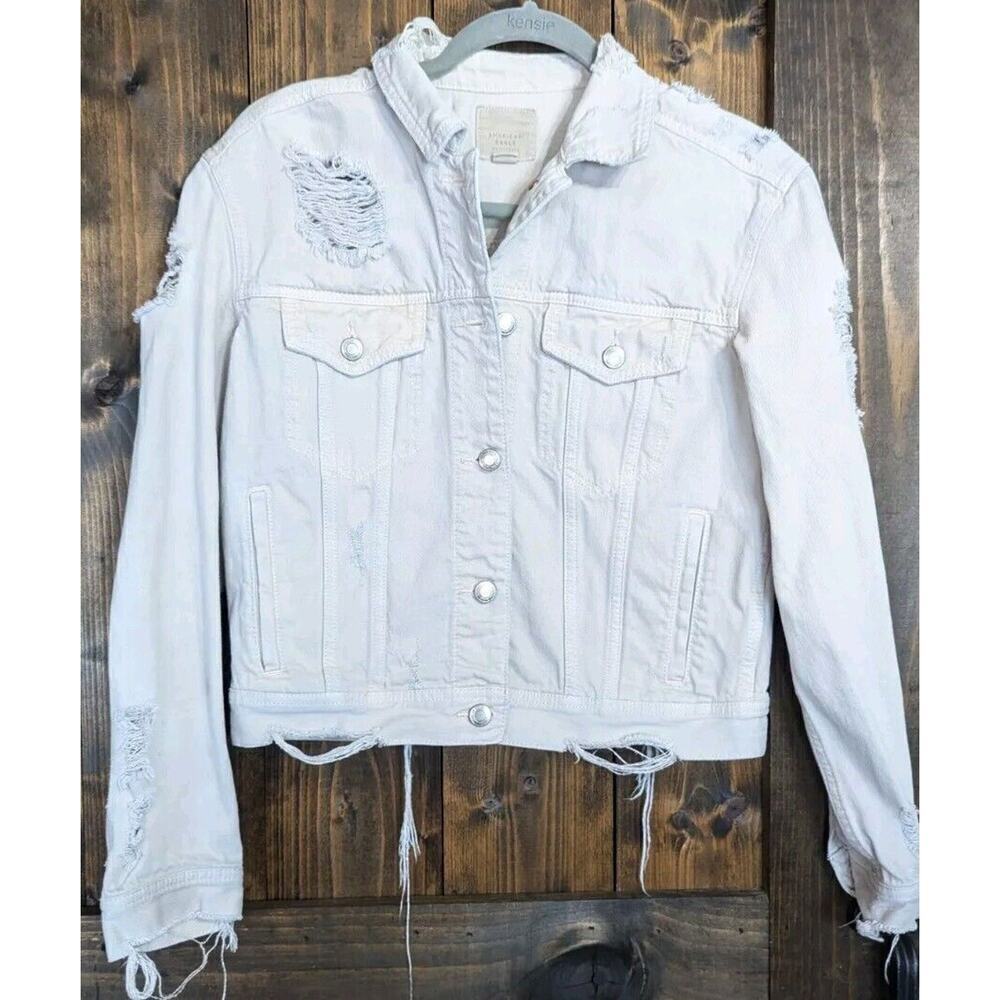 American Eagle Outfitters Distressed Classic Cotton Denim Jean Jacket Size Small